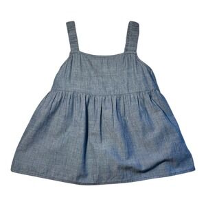 Crewcuts Chambray Scrunch-strap Tank Top Denim Mineral Blue Wash Size 10 Girls